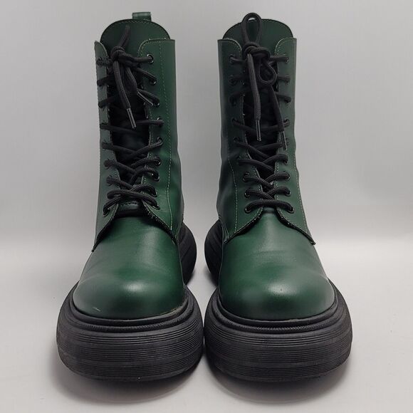SVegan Gouache Vegan Leather Platform Combat Lace Up Boot Green Size 41 - Picture 12 of 13